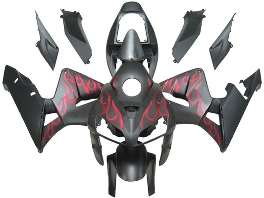 Carene 2005-2006 Honda CBR 600 RR Matte Black & Red Flame Generico