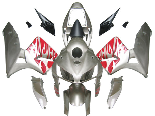 Carene 2005-2006 Honda CBR 600 RR Silver & Red Tribal Racing Generic