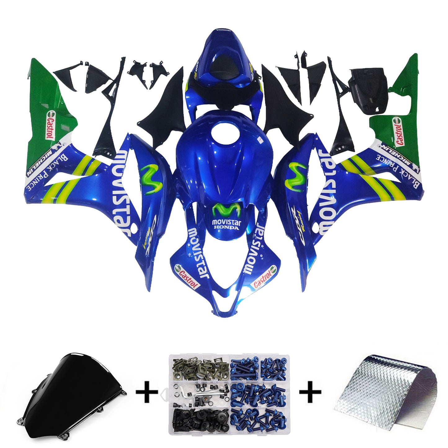 Carene 2007-2008 Honda CBR 600 RR Blu &amp; Verde Movistar Racing Generico