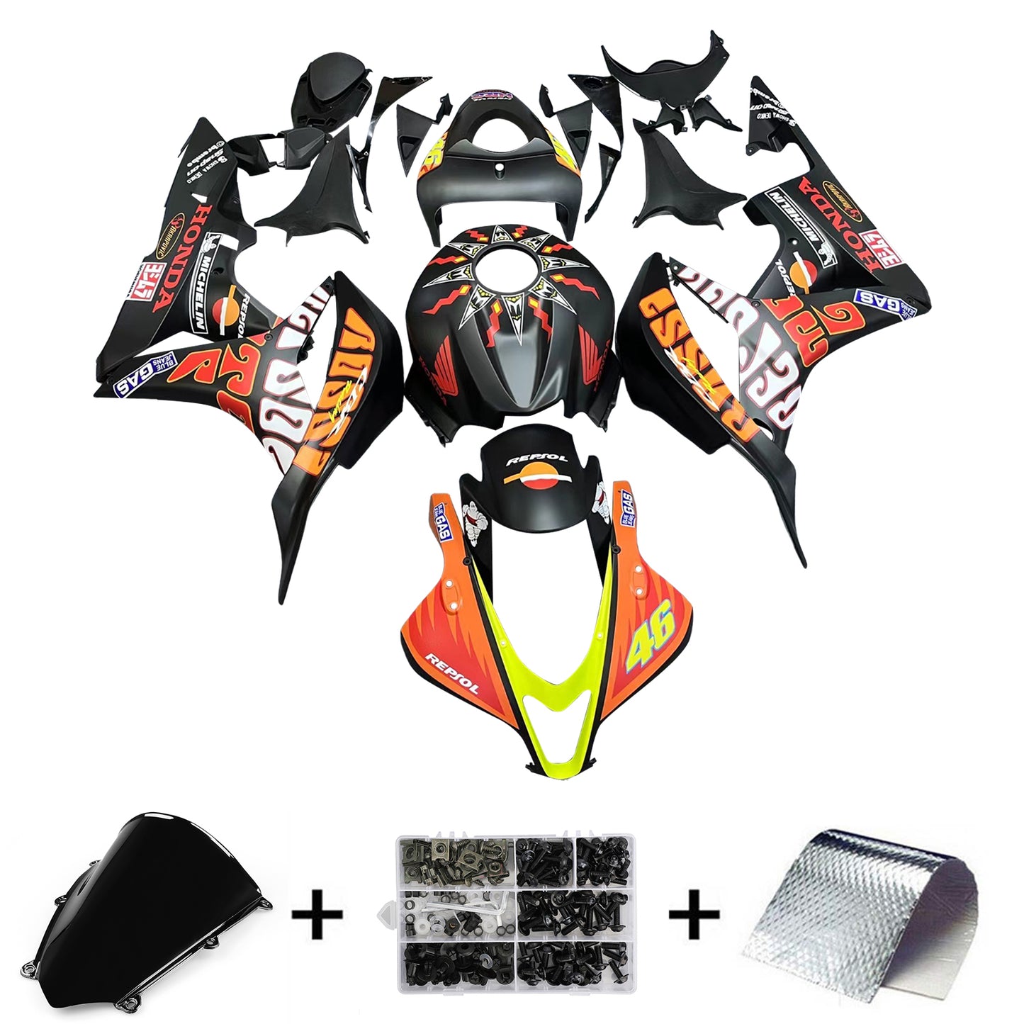 Carene 2007-2008 Honda CBR 600 RR Nero Valentino Rossi Racing Generico