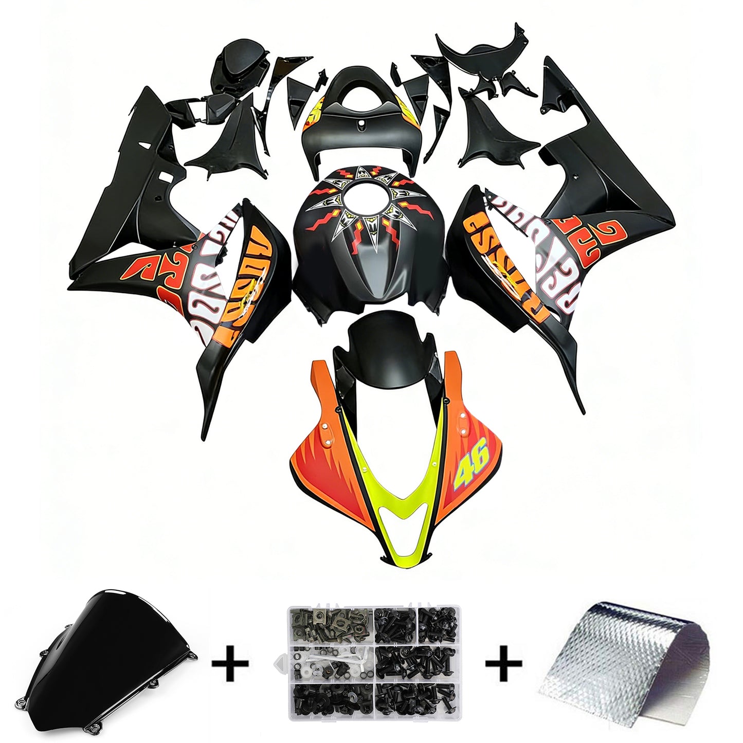 Carene 2007-2008 Honda CBR 600 RR Nero Valentino Rossi Racing Generico