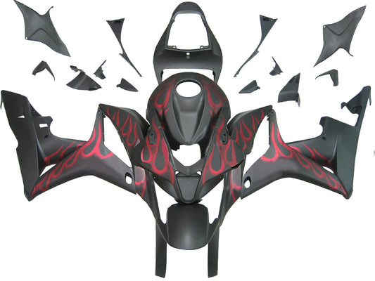 Carene 2007-2008 Honda CBR 600 RR Matte Black & Red Flame CBR Generic