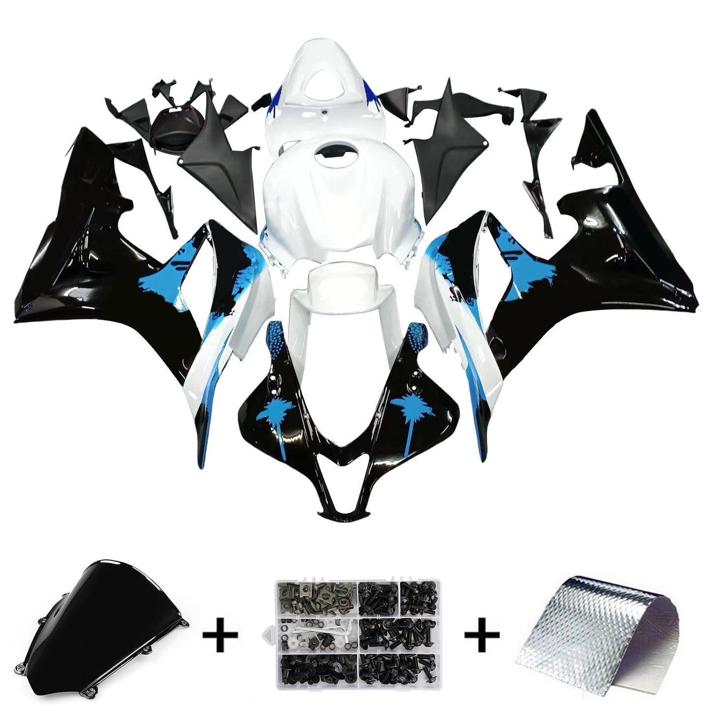 Carene 2007-2008 Honda CBR 600 RR Nero Bianco Blu Coin RR Racing Generico