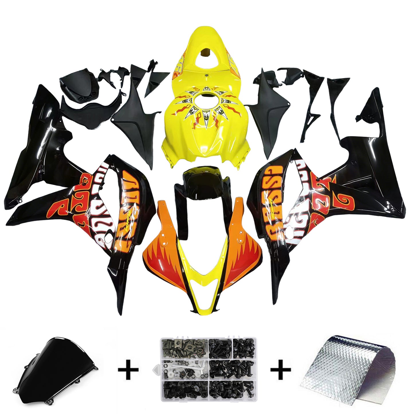 Carene 2007-2008 Honda CBR 600 RR Giallo Nero Valentino Rossi Generico