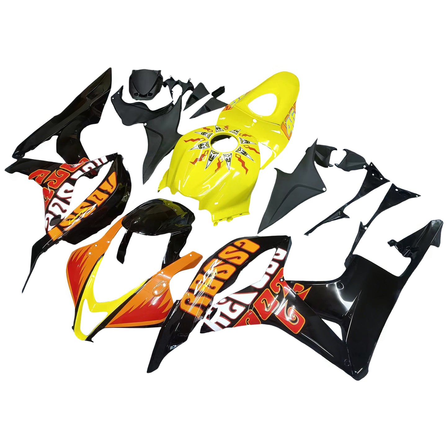 Carene 2007-2008 Honda CBR 600 RR Giallo Nero Valentino Rossi Racing Generico