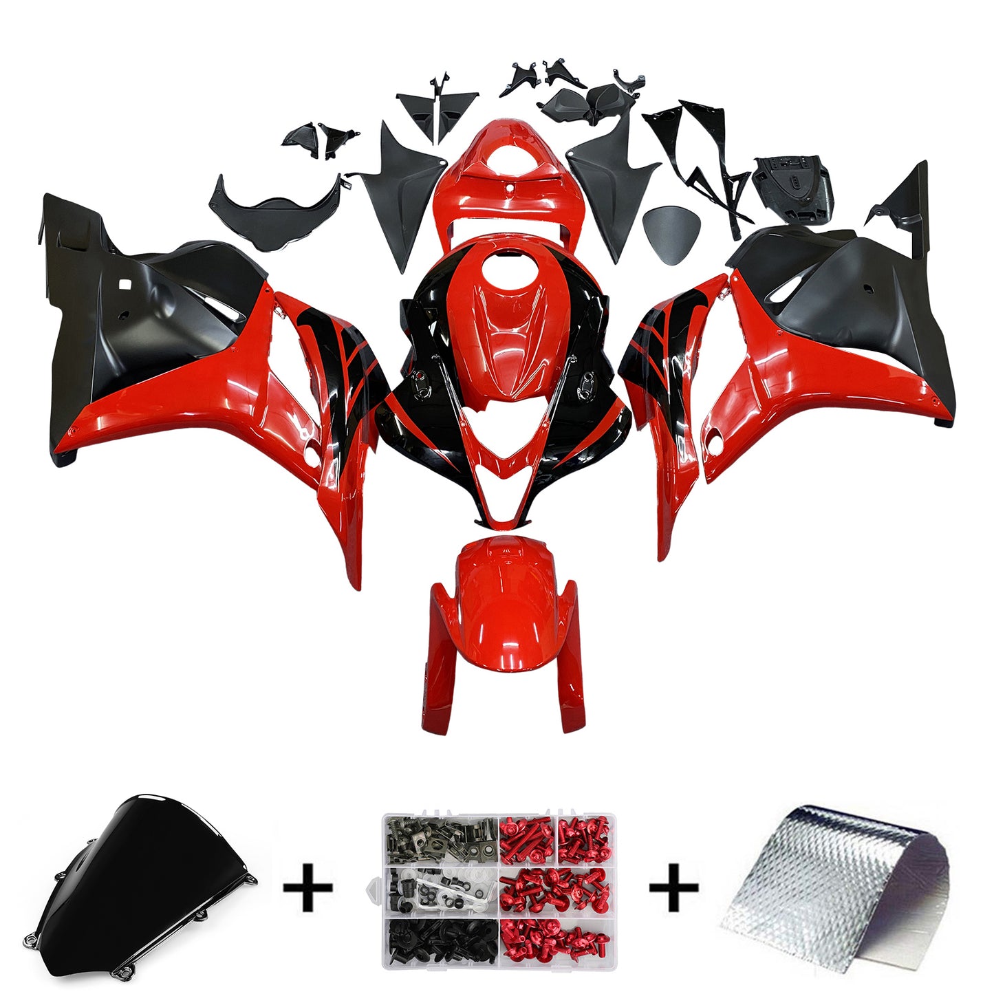 Carene 2009-2012 Honda CBR 600 RR Rosso &amp; Nero CBR Racing Generico