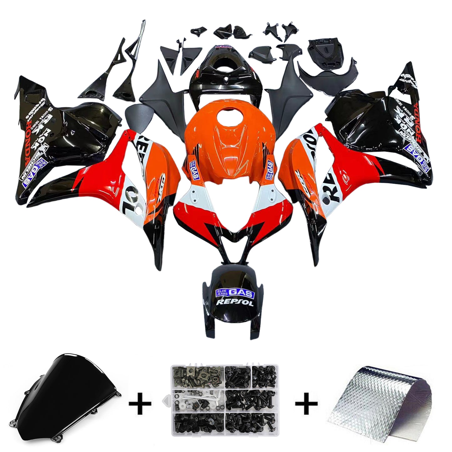 Carene 2009-2012 Honda CBR 600 RR Nero &amp; Arancione Repsol Racing Generico