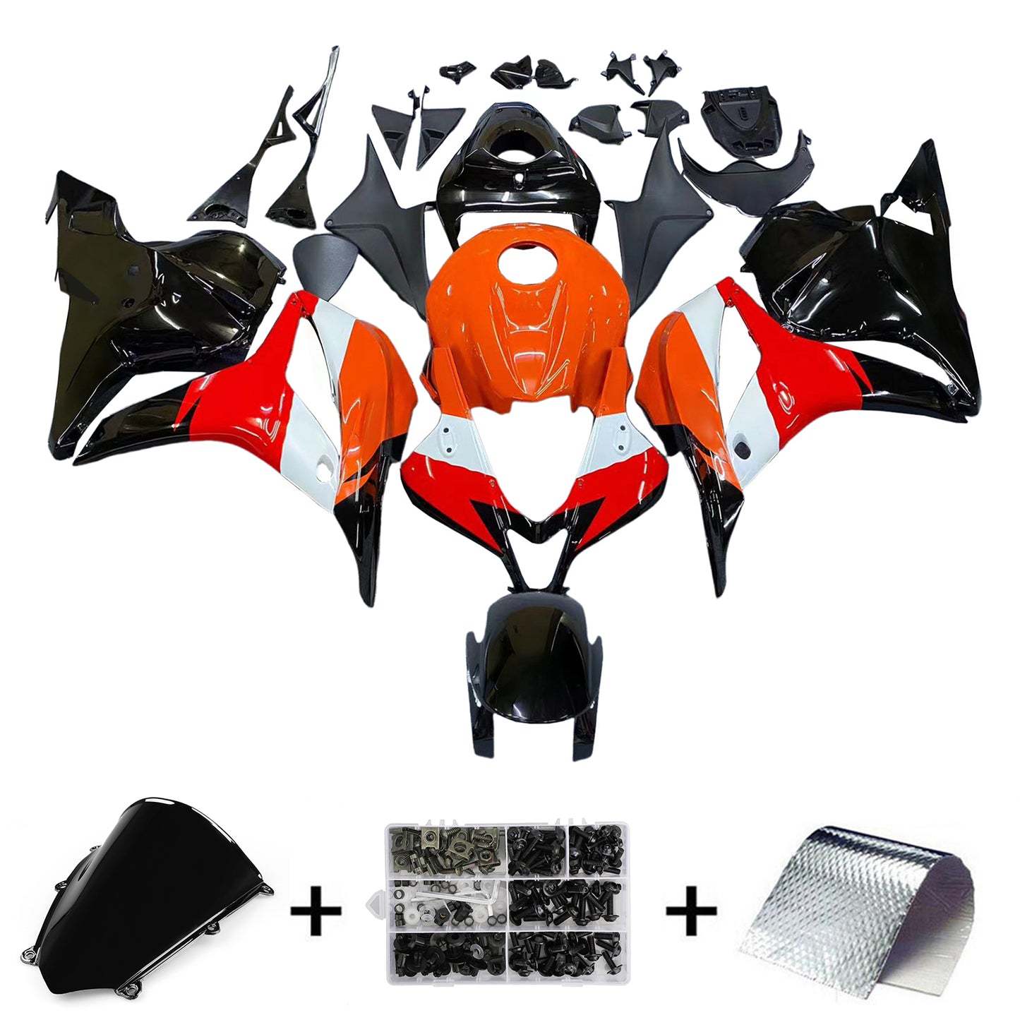 Carene 2009-2012 Honda CBR 600 RR Nero &amp; Arancione Repsol Generico