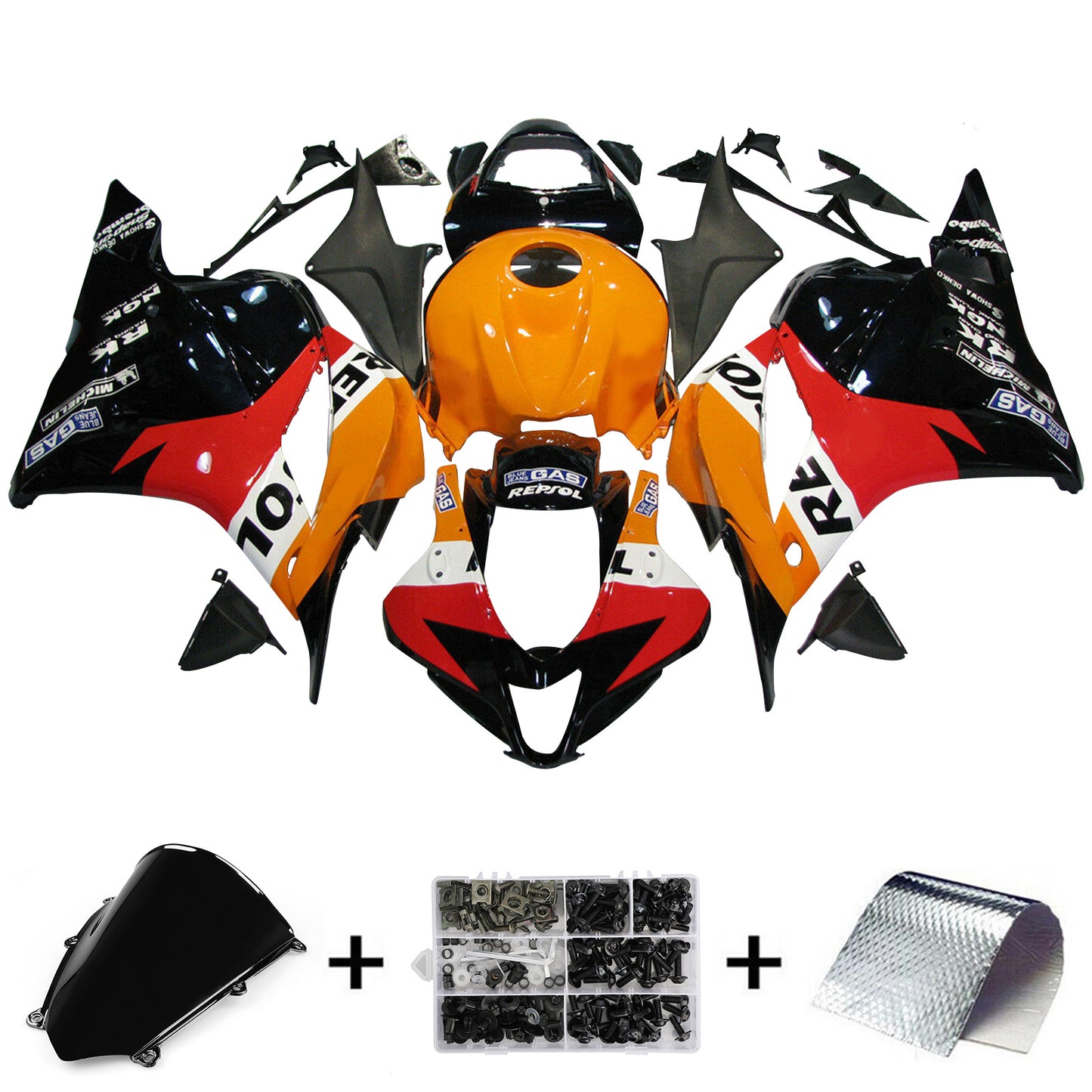 Kit Carenatura Fit Honda CBR 600 RR F5 2009-2012 10 11 Arancione Nero Generico