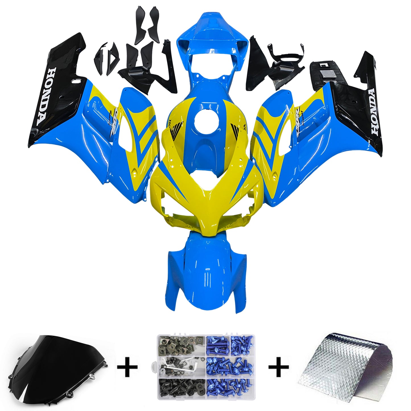 Amotopart rivestimento Honda CBR1000RR 2004-2005 Kit di cicli gialli blu giallo blu