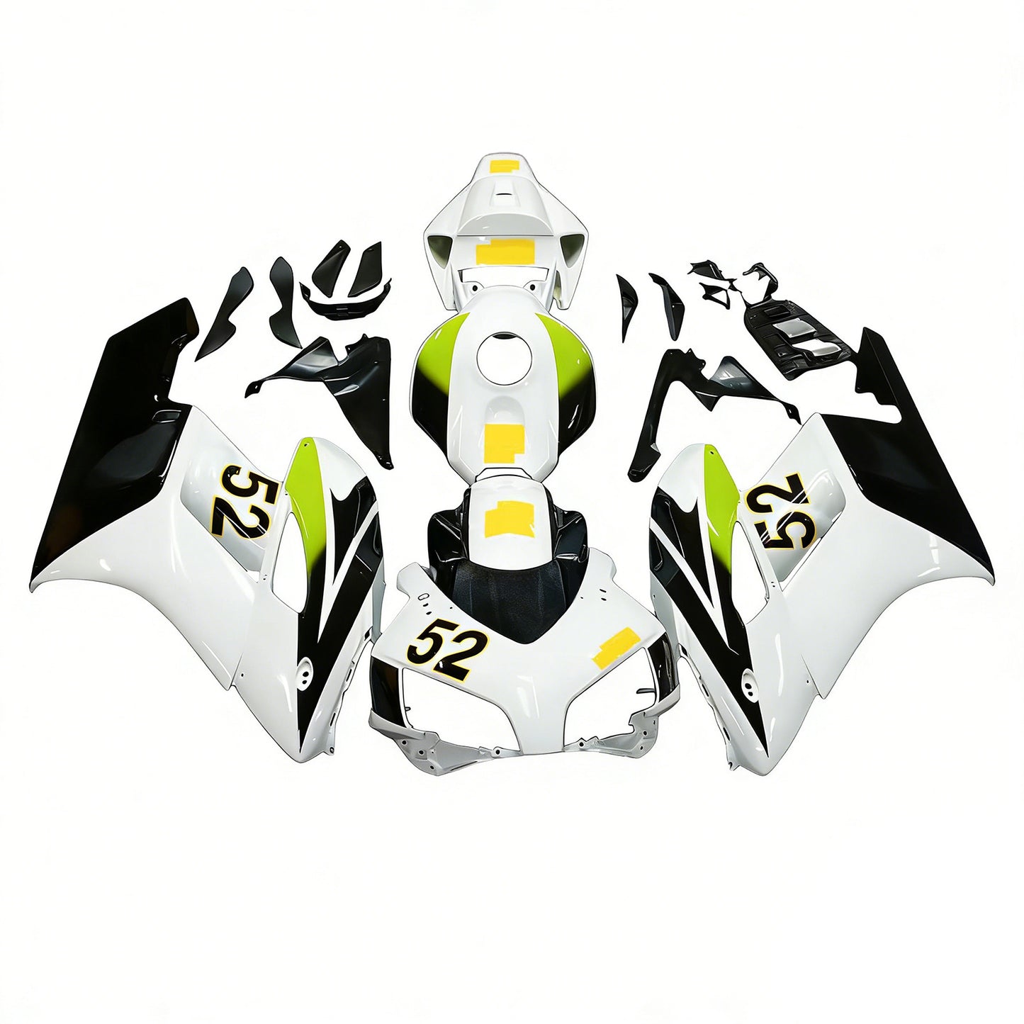 Amotopart Cladding Honda CBR1000RR 2004-2005 Cladding White Kit di memoria di corse neri di Hannspree