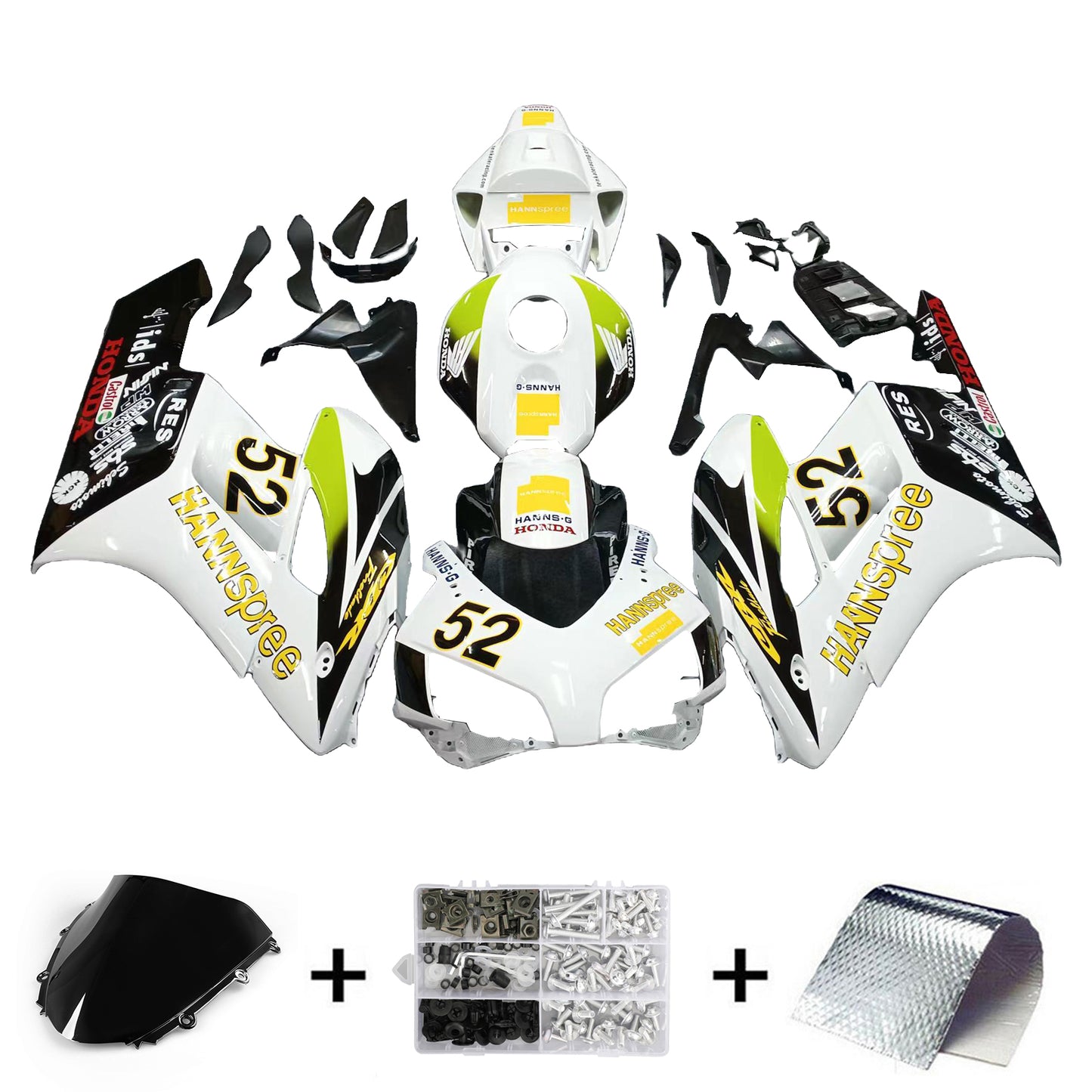 Carene 2004-2005 Honda CBR 1000 RR Bianco Nero Hannspree Racing Generico