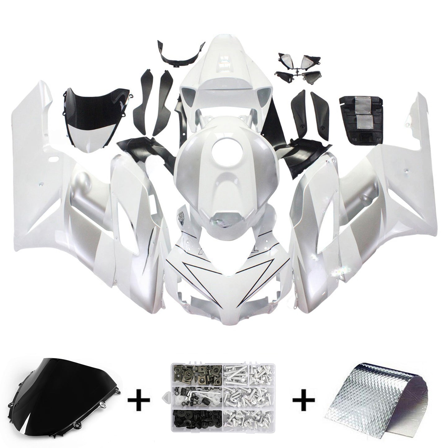Amotopart rivestimento Honda CBR1000RR 2004-2005 rivestimento di rivestimento bianco kit di rivestimento di separazione in argento bianco