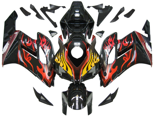 Amotopart rivestimento Honda CBR1000RR 2004-2005 Trigger Flamehai Races Kit di faitura nera e rossa
