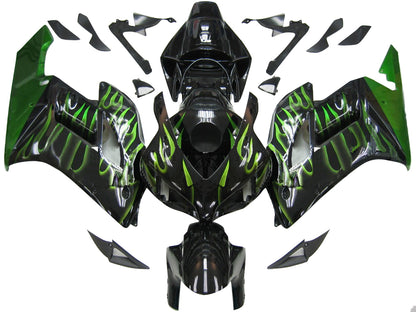 Carene 2004-2005 Honda CBR 1000 RR Black & Green Flame Racing Generico
