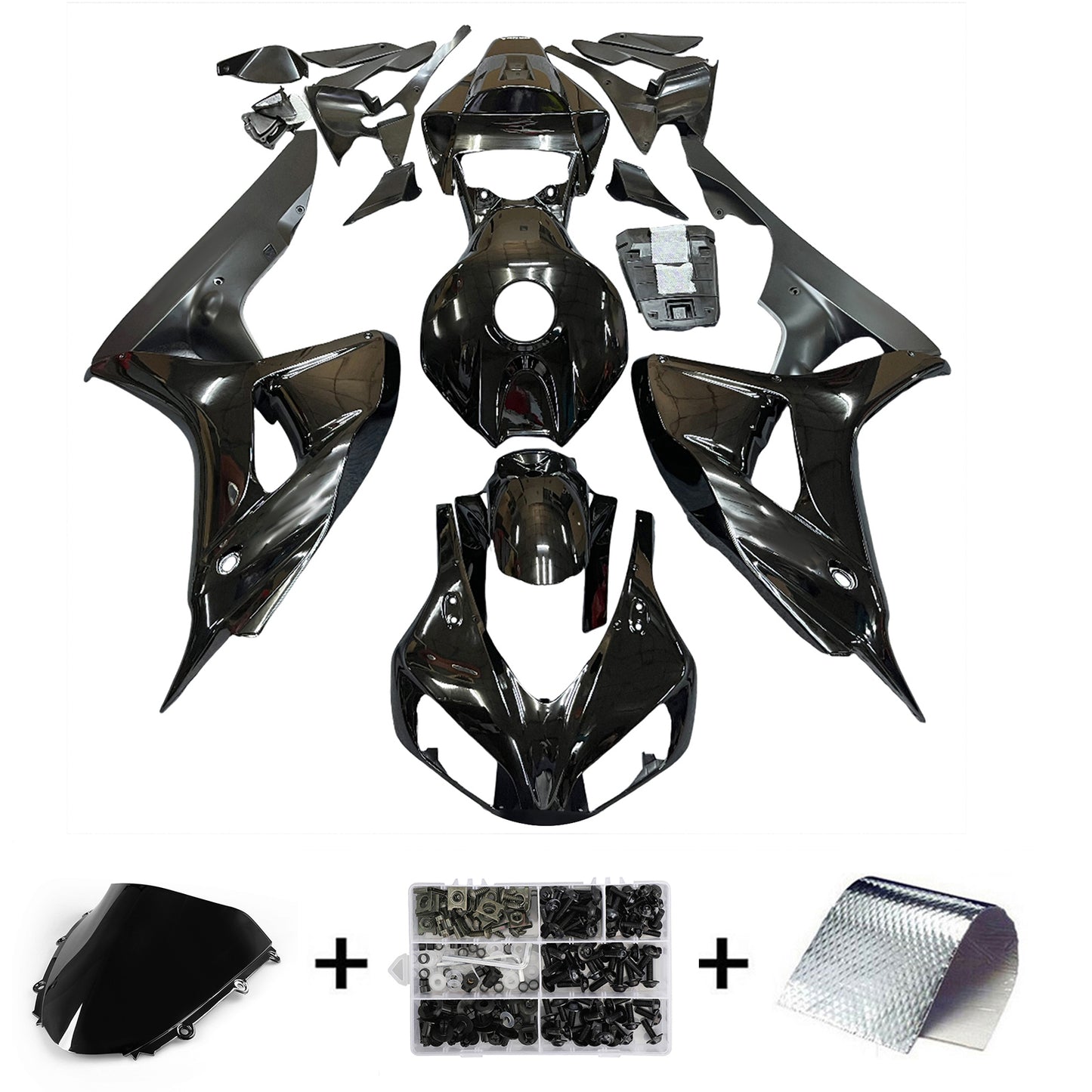 Amotopart Cladding Honda 1000RR 2006-2007 CONTROLLO CBR Racing All Black Fearing Kit
