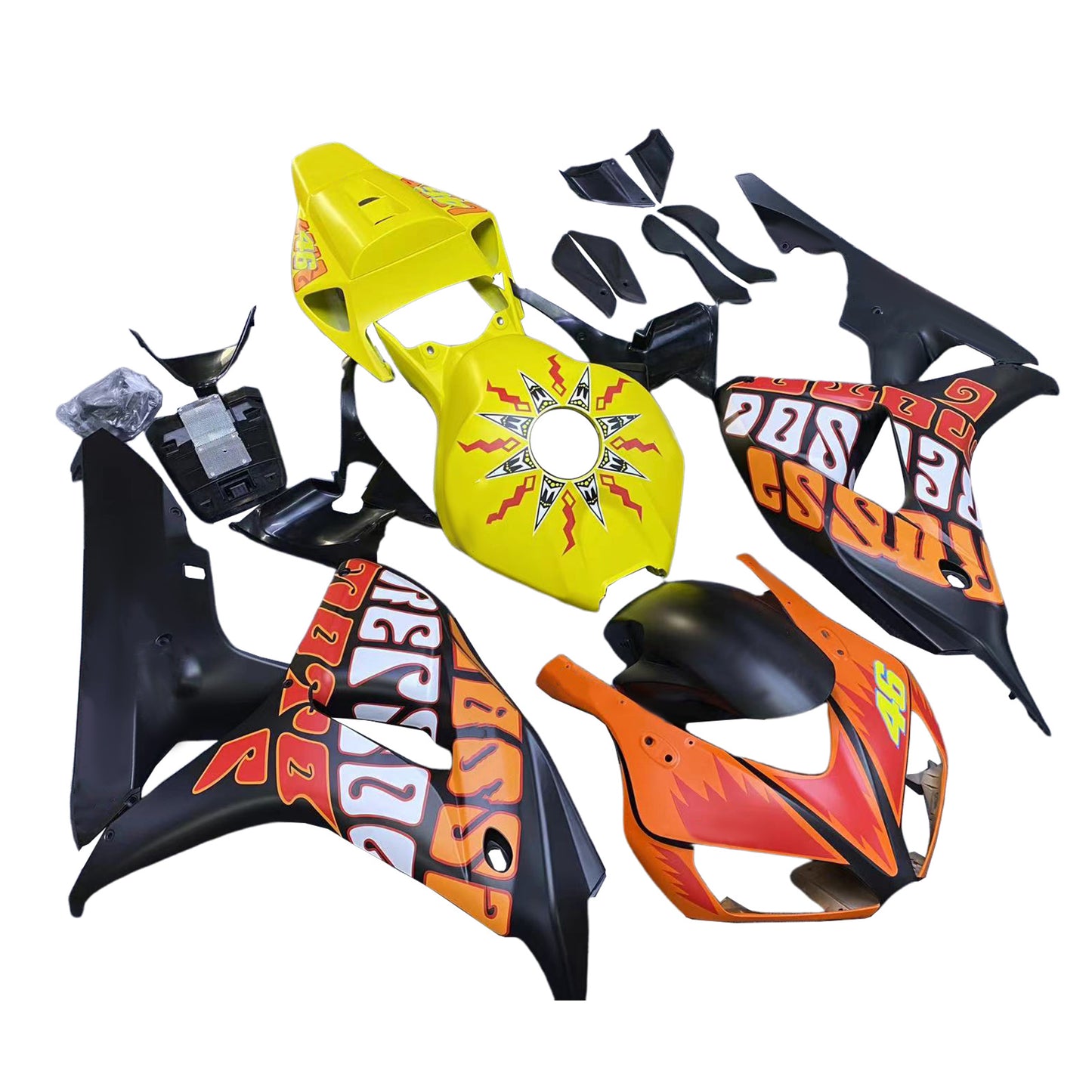 Carene 2006-2007 Honda CBR 1000 RR Nero Giallo Valentino Rossi Generico