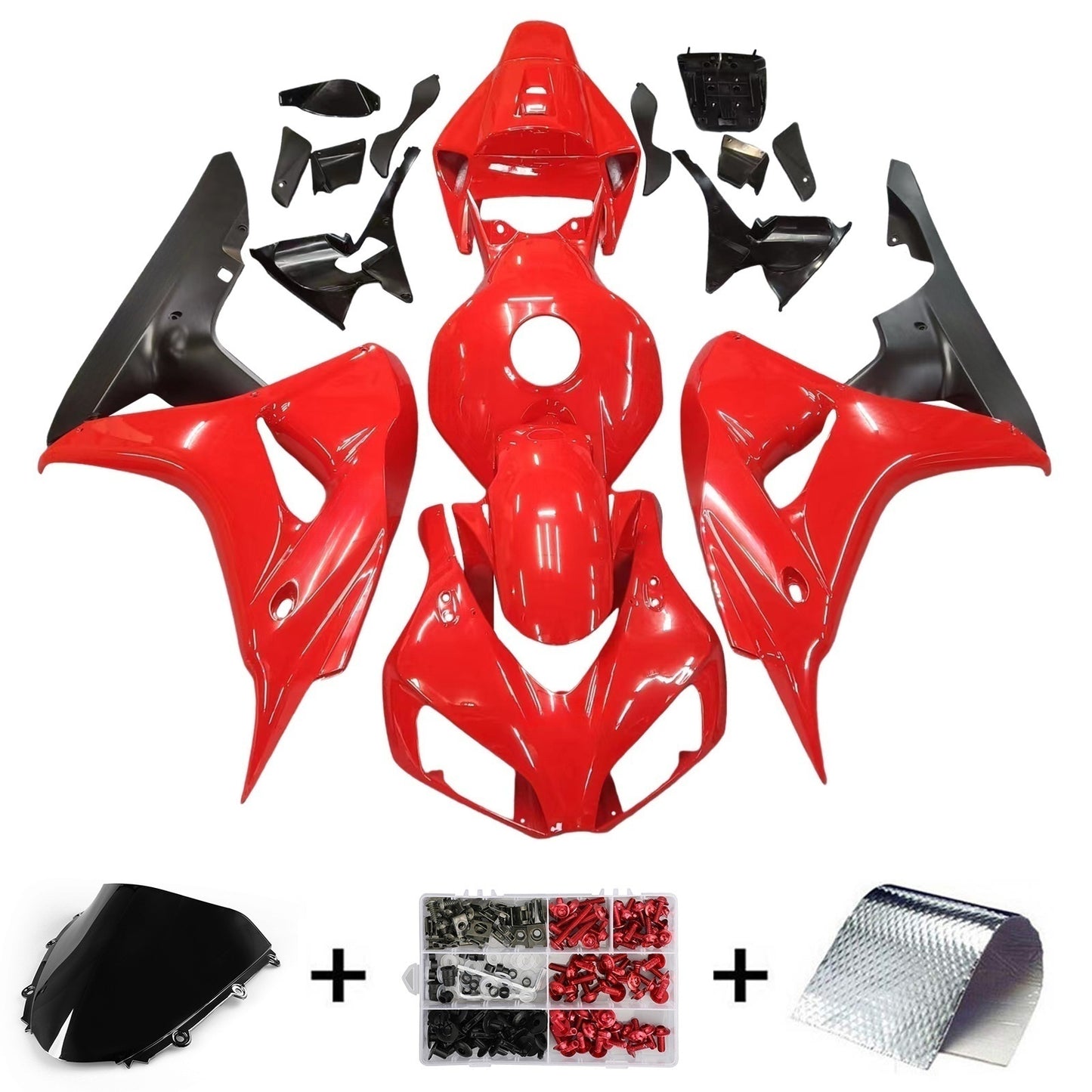 Amotopart 2006-2007 Honda CBR1000 Cladding Red & Balck Kit