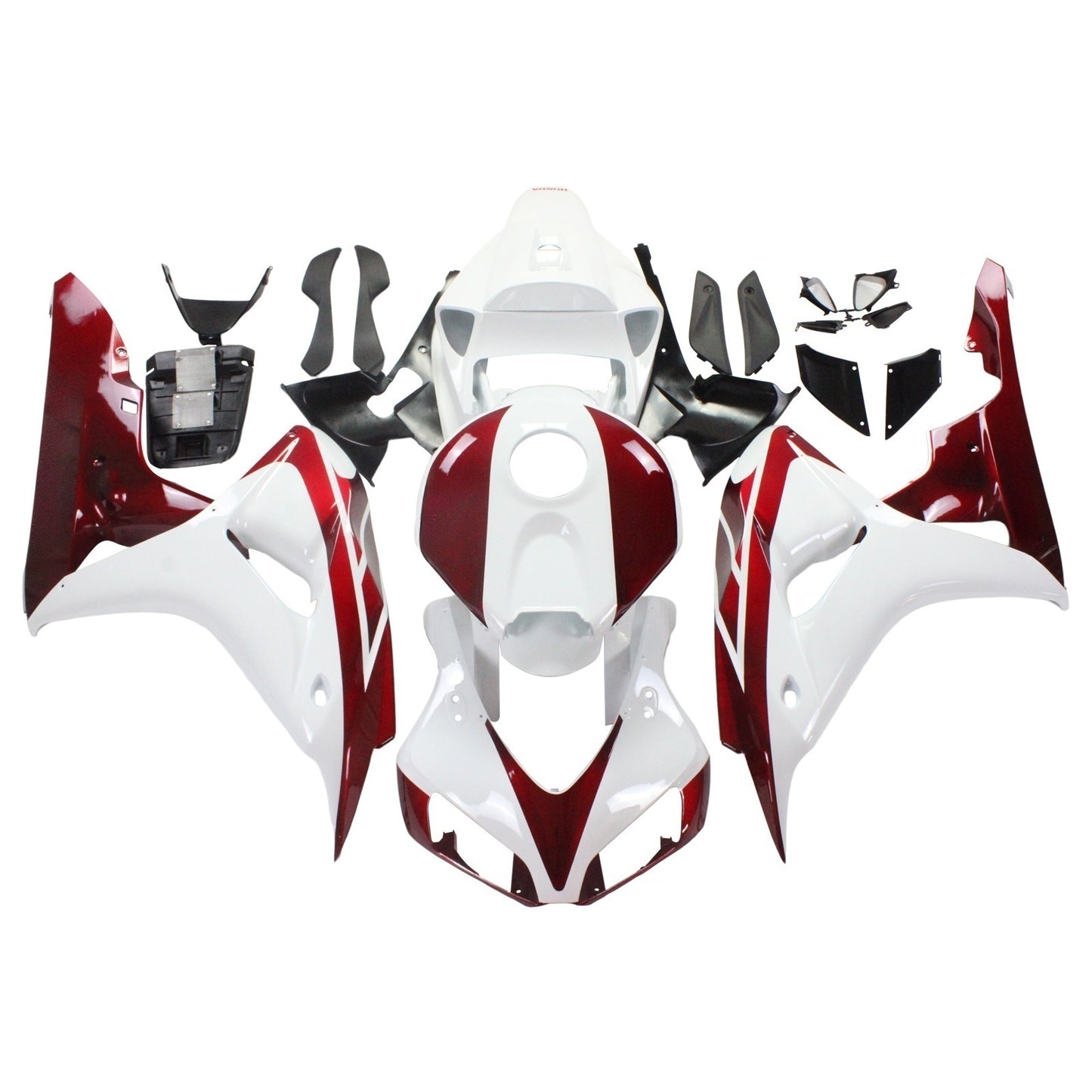 Amotopart Cladding Honda CBR1000RR 2006-2007 Clearing White & Cherry Red Honda Racing Kit