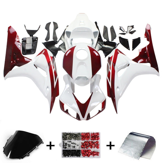 Amotopart Cladding Honda CBR1000RR 2006-2007 Clearing White & Cherry Red Honda Racing Kit