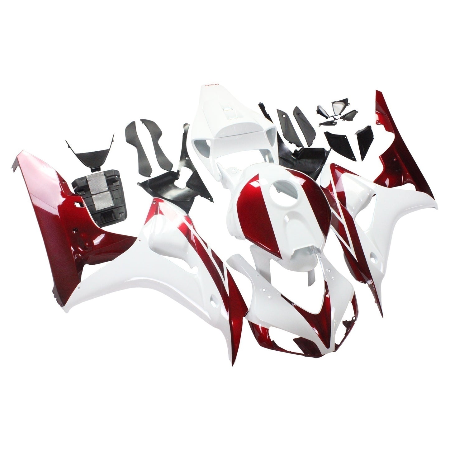 Amotopart Cladding Honda CBR1000RR 2006-2007 Clearing White & Cherry Red Honda Racing Kit
