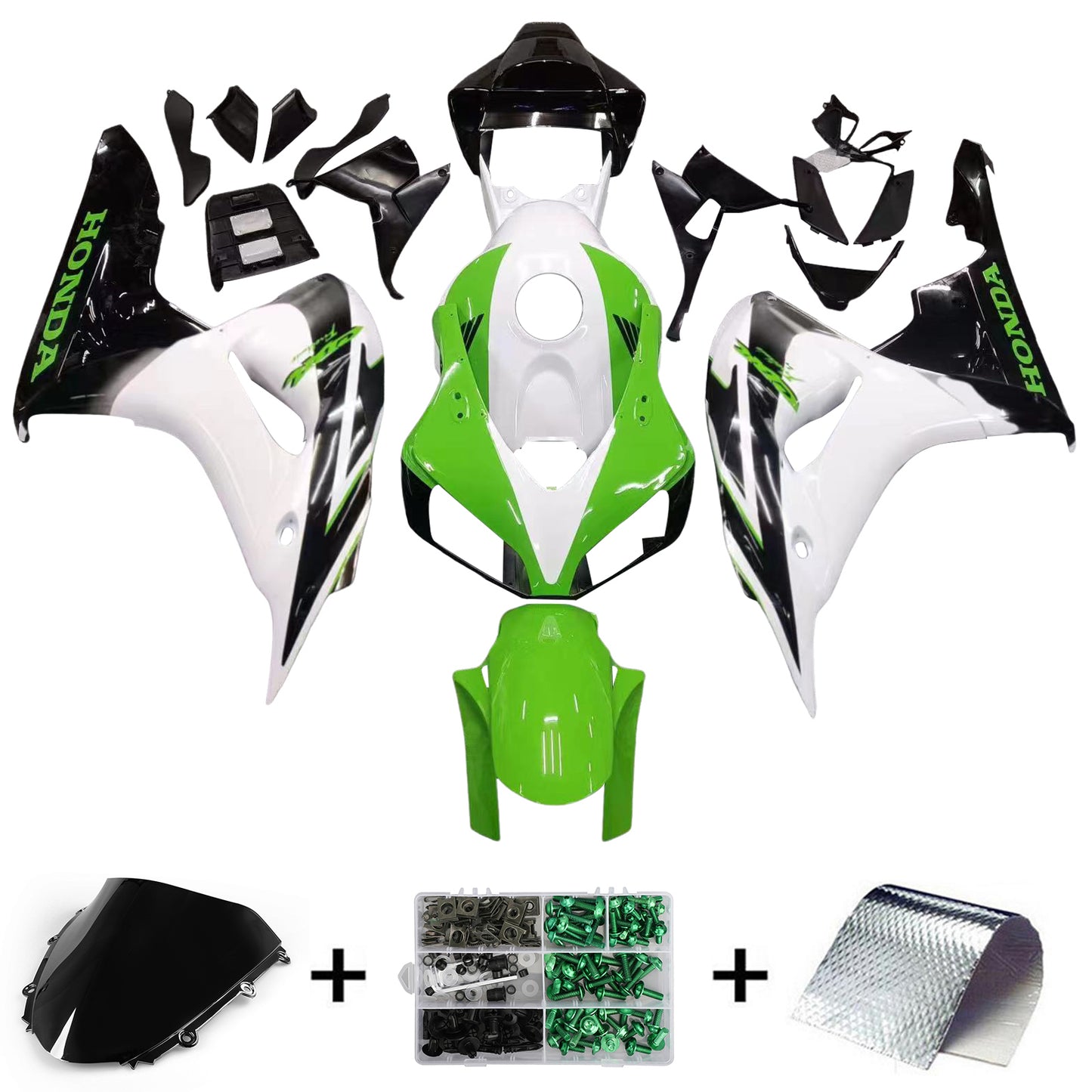 Amotopart Facesings 1000RR 2006-2007 Cladding White? Green Black Honda CBR Racing Kite