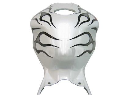 Amotopart Cladding Honda CBR1000RR 2006-2007 Cladding White e kit di memoria di gare di fiamma in argento nero