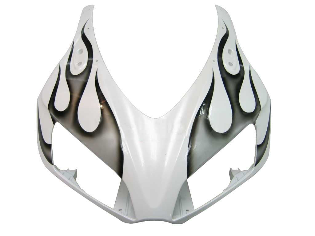 Amotopart Cladding Honda CBR1000RR 2006-2007 Cladding White e kit di memoria di gare di fiamma in argento nero