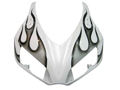 Amotopart Cladding Honda CBR1000RR 2006-2007 Cladding White e kit di memoria di gare di fiamma in argento nero