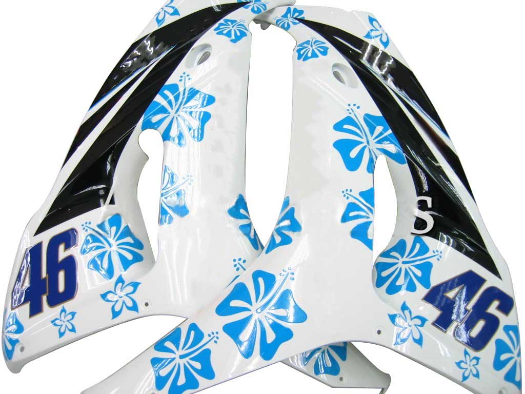 Amotopart Cladding Honda CBR1000RR 2006-2007 Cladding White e kit di memoria di corse di fiori blu