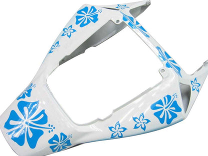 Amotopart Cladding Honda CBR1000RR 2006-2007 Cladding White e kit di memoria di corse di fiori blu