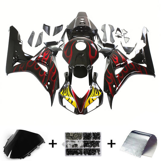 Carene 2006-2007 Honda CBR 1000 RR Black &amp; Red Flame Shark Racing Generico