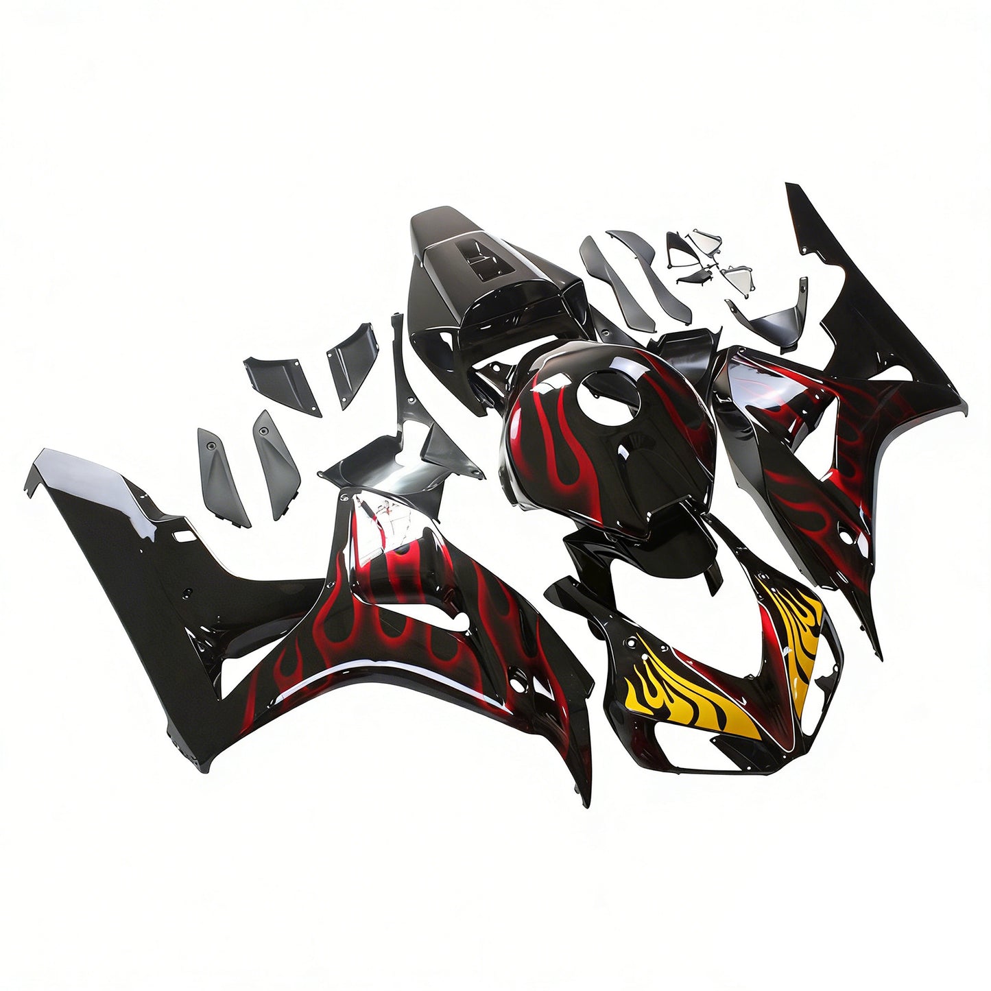 Carene 2006-2007 Honda CBR 1000 RR Black &amp; Red Flame Shark Generico