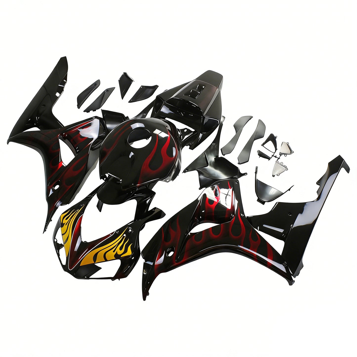 Amotopart rivestimento Honda CBR1000RR 2006-2007 DETURA FLAME HAI Races Black & Red Faituring Kit