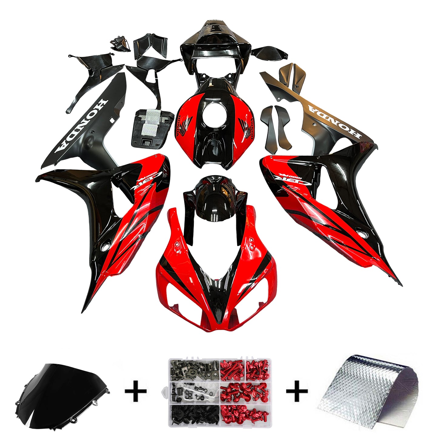 Carene 2006-2007 Honda CBR 1000 RR Nero e Rosso CBR Racing Generic