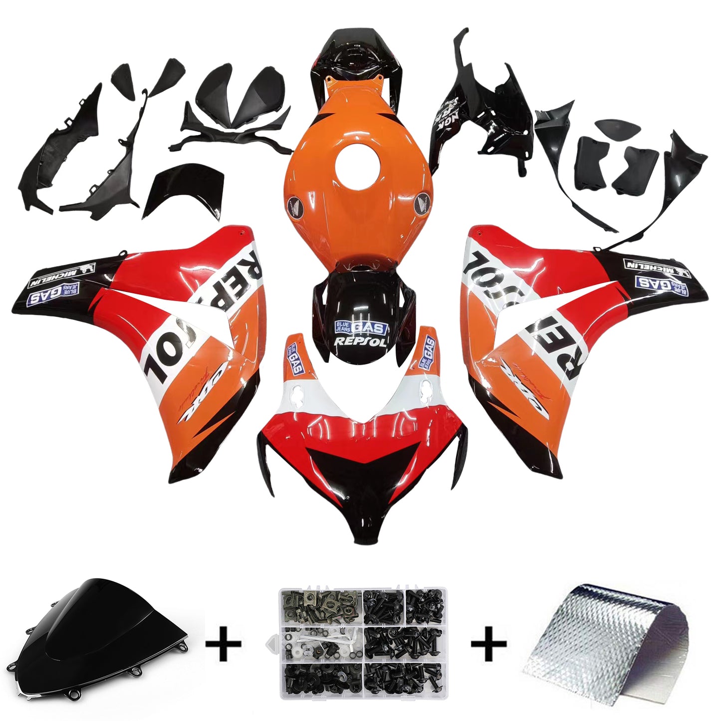 Carene 2008-2011 Honda CBR 1000 RR Nero Arancio Repsol Generico