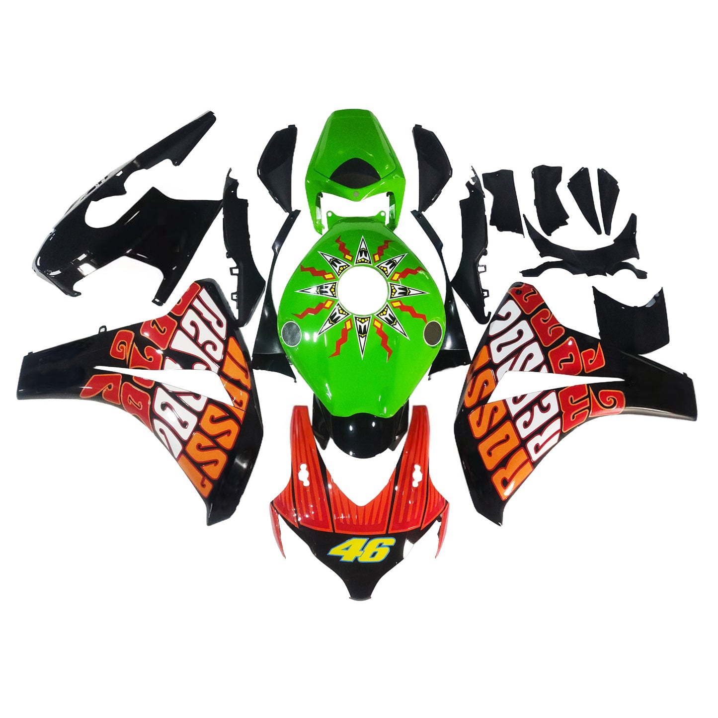 Carene 2008-2011 Honda CBR 1000 RR Nero Verde Valentino Rossi Generico