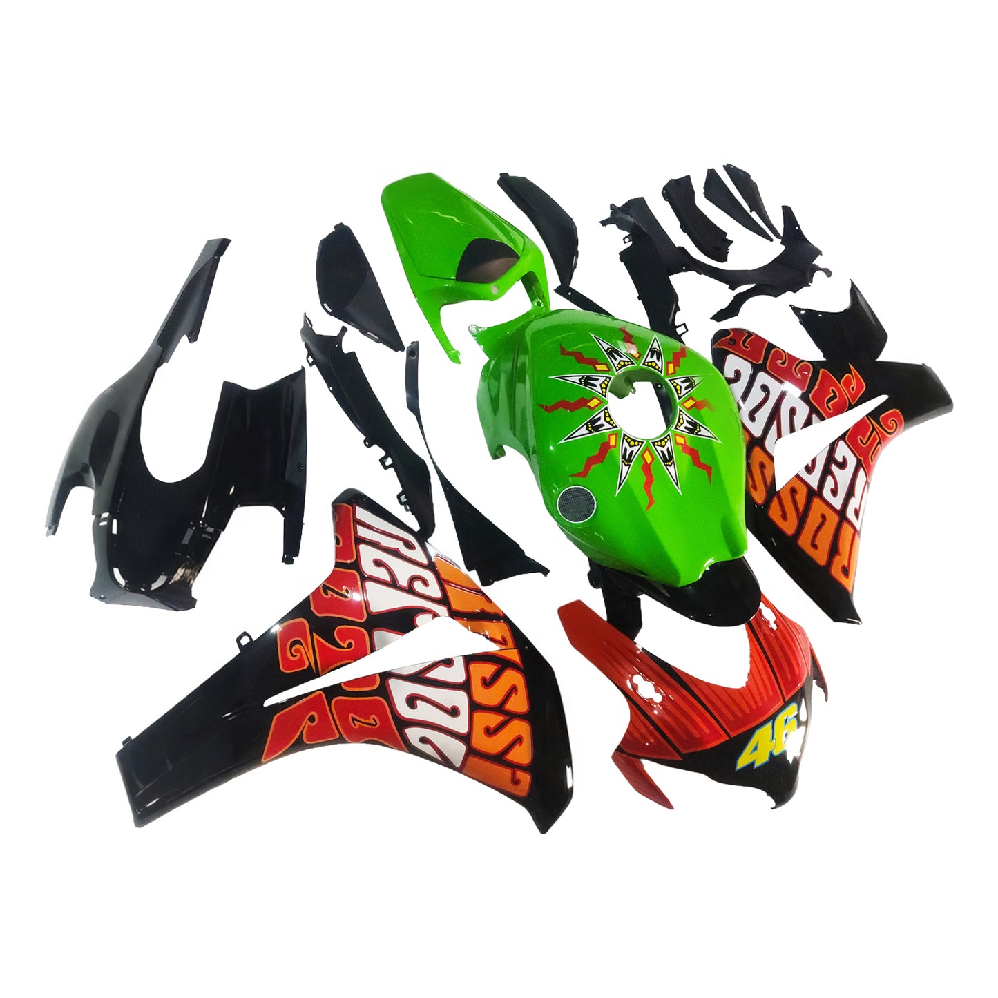 Carene 2008-2011 Honda CBR 1000 RR Nero Verde Valentino Rossi Generico