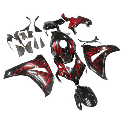 Carene 2008-2011 Honda CBR 1000 RR Black &amp; Cherry Red Flame Racing Generico