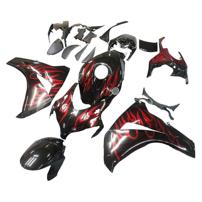 Carene 2008-2011 Honda CBR 1000 RR Black &amp; Cherry Red Flame Generico