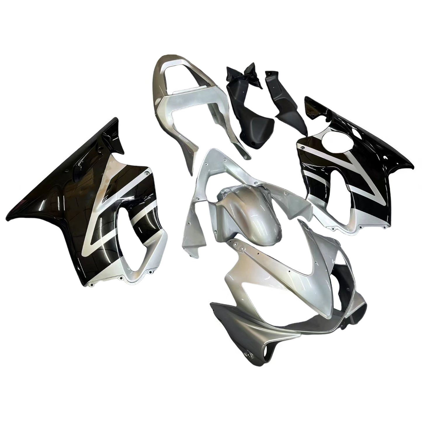 Carene 2001-2003 Honda CBR 600 F4i Silver &amp; Black F4i Racing Generico