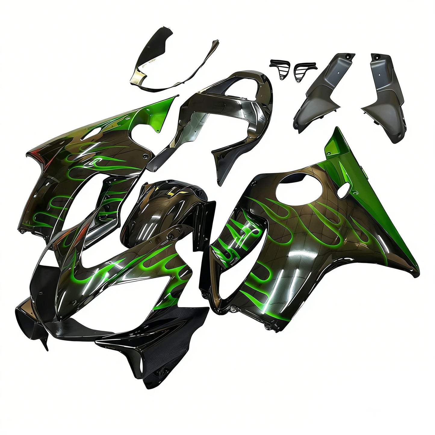 Carene 2001-2003 Honda CBR 600 F4i Nero &amp; Fiamma Verde Generico