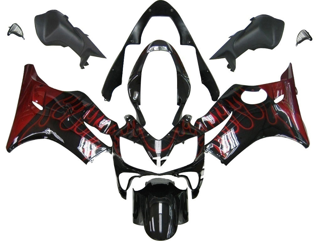 Carene 2004-2007 Honda CBR 600 F4i Black & Red Flame Racing Generico
