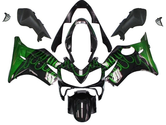 Carene 2004-2007 Honda CBR 600 F4i Black & Green Flame Racing Generico