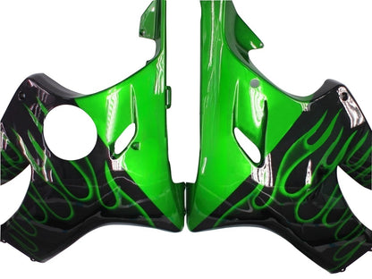Carene 2004-2007 Honda CBR 600 F4i Black & Green Flame Racing Generico