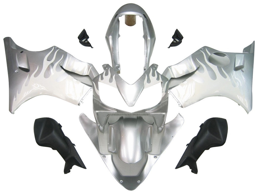 Carene 2004-2007 Honda CBR 600 F4i Silver & White Flame Racing Generico