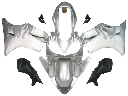 Carene 2004-2007 Honda CBR 600 F4i Silver & White Flame Generico
