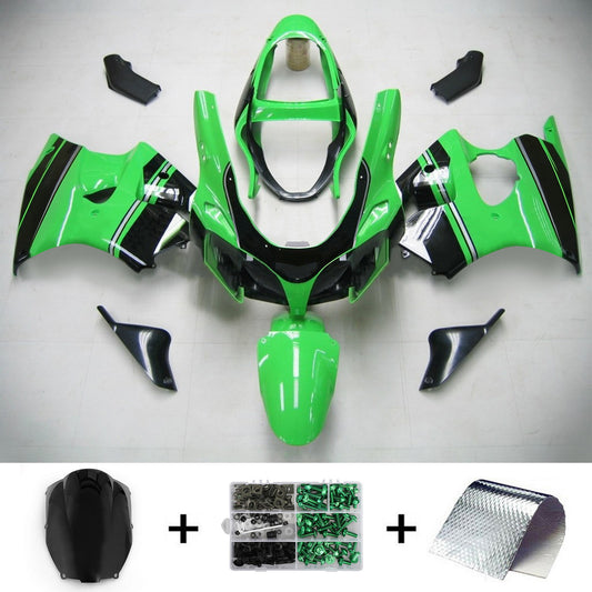 Amotopart 2000-2002 Kawasaki ZX6R Cladding Green Black Kit