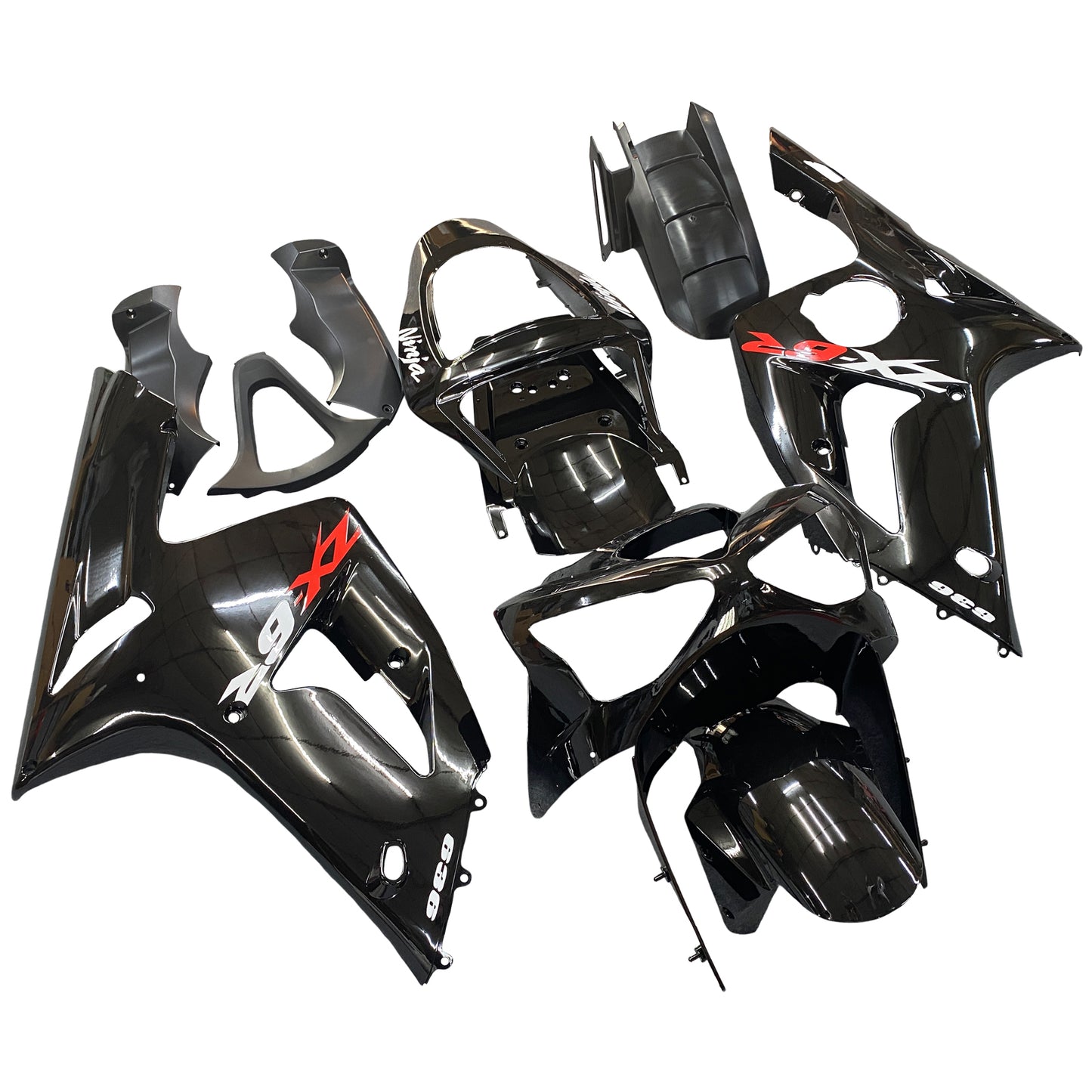 Amotopart 2003-2004 Kawasaki ZX6R Cladding Black Kit