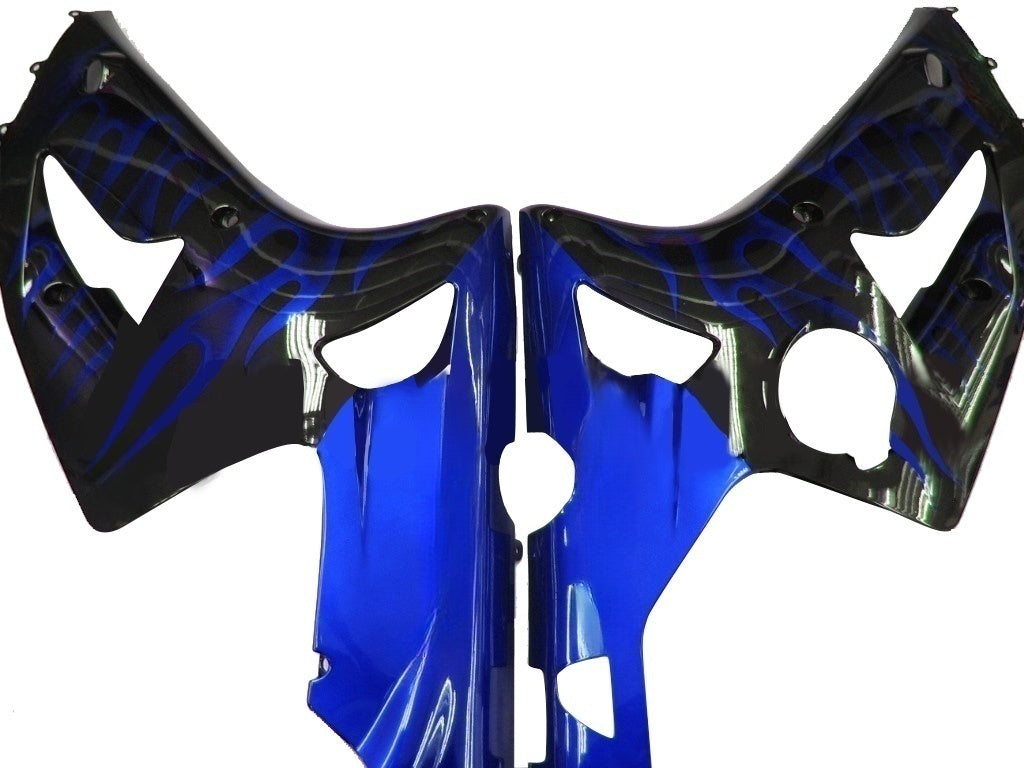 Carene 2003-2004 Kawasaki ZX6R 636 Black & Blue Flame Ninja Racing Generico